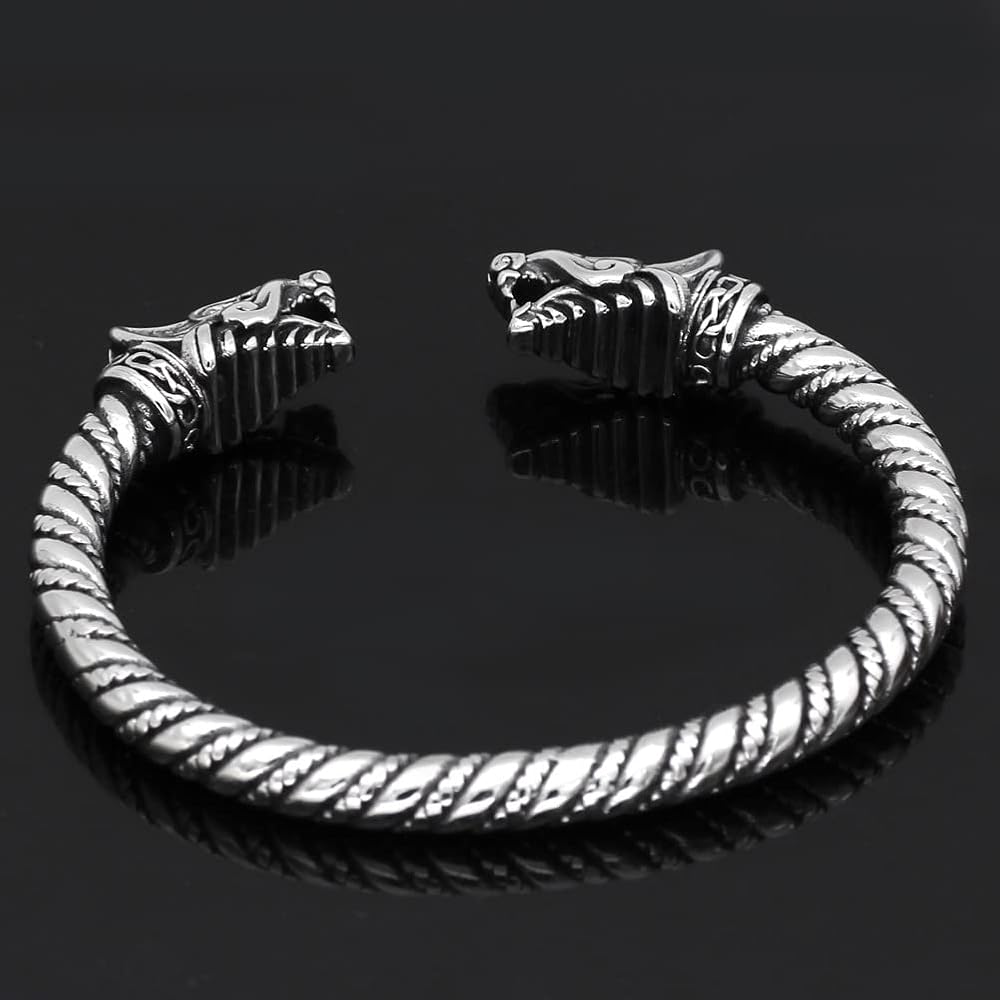 【月曜限定値下げ】WOLFMAN B.R.S BANGLE BRACELET Amazon.com: Zhubobo Mens Norse Viking Arm Ring Fenrir Wolf